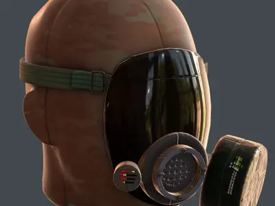 Gas mask helmet 3d model scifi Low-poly  Low-poly 3D model