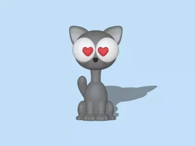Cat Heart Eyes  - Valentine Day 3D print model