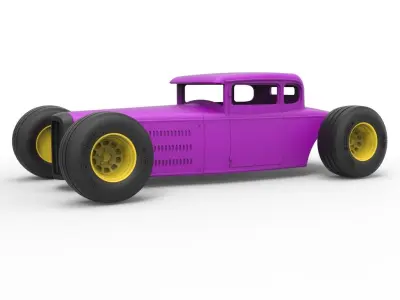 Shell and wheels for Hot rod Scale 1 to 24 3D print model