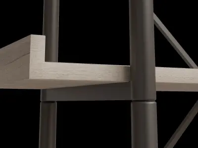 Urban Industrial X Back Pipe Bookcase Low-poly 3D model