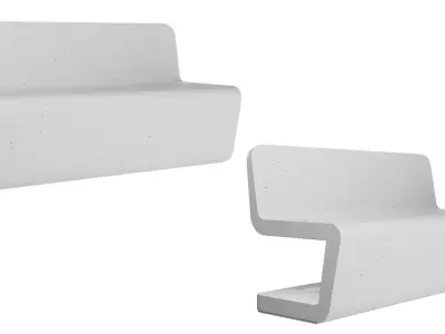 Concrete bench and chair FLOW  3D model