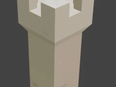 LowPoly Tower and City Walls Low-poly 3D model