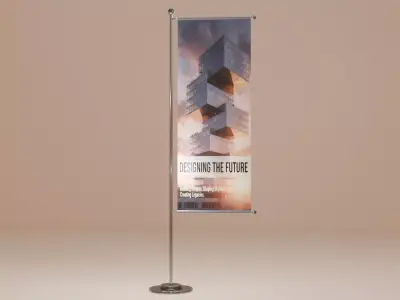 3D Banner Stand Low-poly 3D model