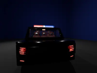 Game Ready Police Cruiser 3D Model Black and Retro Style Low-poly 3D model