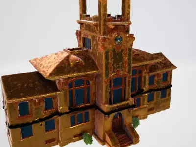 Golden House 3D Model Luxury Architecture Asset 3D model