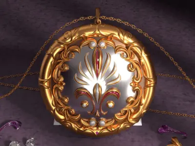 Designer Pendant with chain 3D model