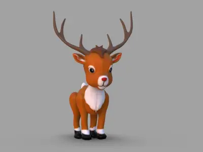 Cute Reindeer Low-poly 3D model