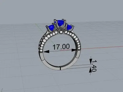 Luxury sapphire diamond ring  3D print model