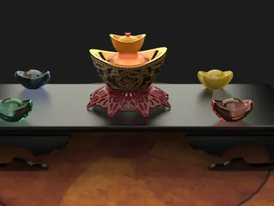 chinese gold ingot  3D model 14