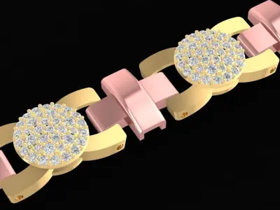 Luxury Pave Round Link Bracelet for Women  2554 3D print model
