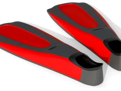 Dive Flippers Red Low-poly 3D model
