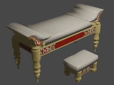 Decorated ancient Roman bed Low-poly 3D model