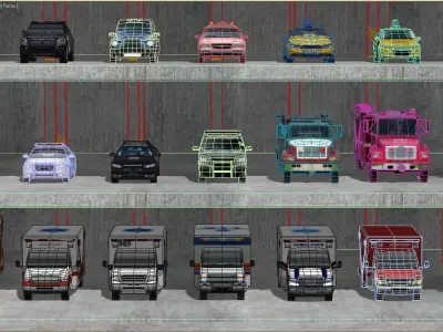 21 Low Poly social vehicles Low-poly 3D model