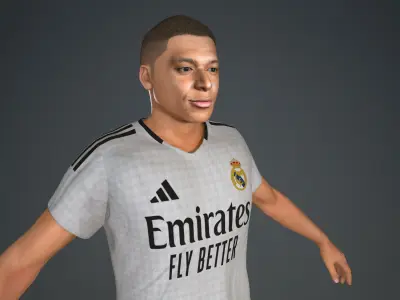 kylian Mbappe Real Madrid Kit 3D Model Low-poly 3D model
