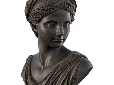 Neoclassical Female Bust with Braided Hair and Diadem Low-poly 3D model