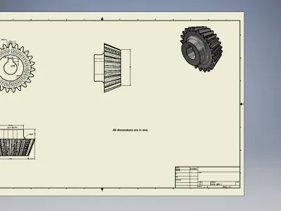 Bevel Gear Precision 3D Model with Technical Drawing 3D print model
