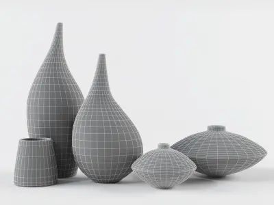 Raku Brushstroke Vases 3D model
