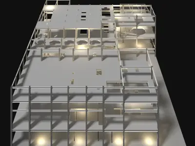 Factory structure in plan cut 25i05 3D model