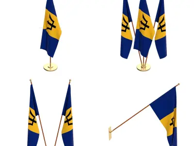 Barbados Flag Pack 3D model