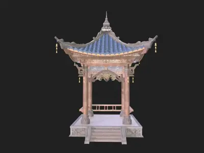 Chinese style pavilion Low-poly 3D model