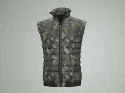 Jacket Sleeveless Camouflage  Low-poly 3D model