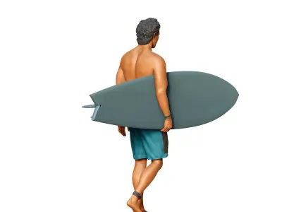 N3 SURFER WITH SURFBOARD IS SURFING 3D print model