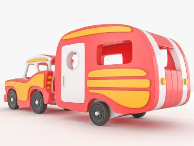 toy car and caravan 3D model