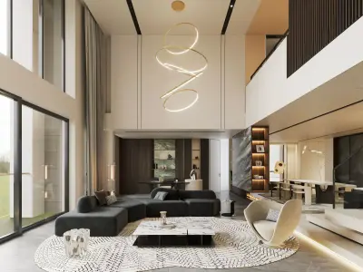 Modern Luxury Duplex Living Room 80 3D model