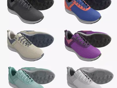 Sneakers 6 colors Low-poly 3D model