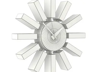 Block Wall Clock 3D model