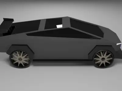 Stylized Tesla Cybertruck Police Edition  Low Poly 3D Model Low-poly 3D model