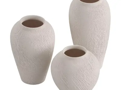 Set simple elegant ceramic vase 3D model