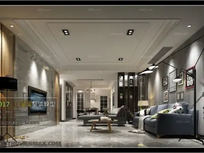 Modern style living room furniture 3D model buy