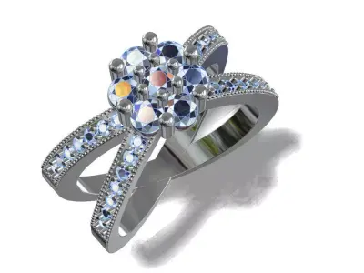 Flower cross jewelry ring 3D print model