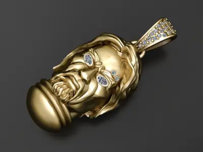 GOLDEN FACE PENDANT 3D PRINTABLE MODEL  3D print model