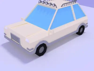 Low Poly Cartoon Car Low-poly 3D model