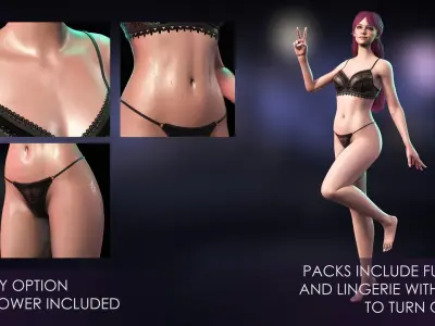 Streetwear Girl 3-6 - Casual Wear Girls Pack 2 Game-Ready Low-poly 3D model