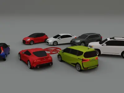 Toyota pack low poly 3D models Low-poly 3D model