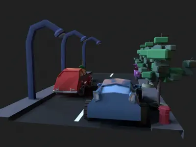 Game Jam Street Pack Runner Free low-poly 3D model