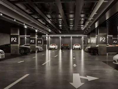 Modern Underground Parking Garage Low-poly 3D model