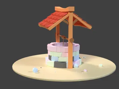 Cartoon Well Free low-poly 3D model