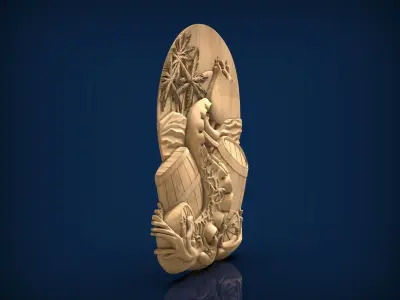 Carved panel painting STL 3D model 31