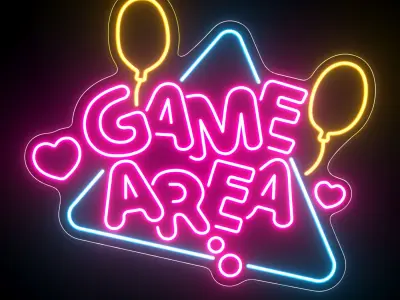 Game area neon sign 3D model