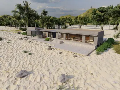 Beach Casa Scene-villa-modern house 3D model