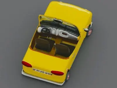 low poly cartoon car  Free low-poly 3D model