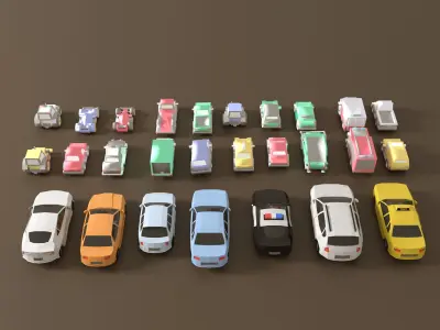 Low Poly Vehicles Pack 27 in 1 Low-poly 3D model