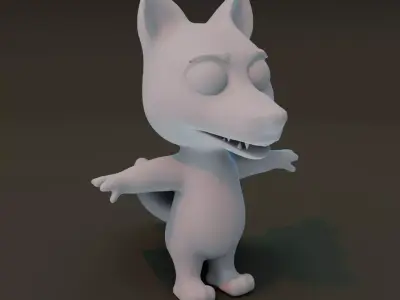 Cartoon Wolf Rigged Base Mesh 3D Model Low-poly 3D model