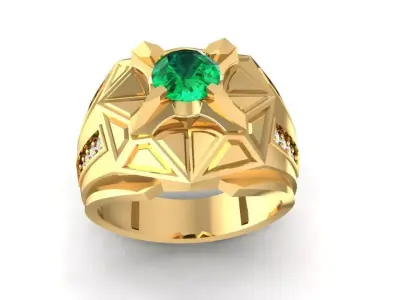 Geometric Star Gemstone Ring for Men 3D Model 1085 3D print model