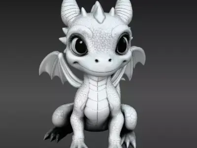 Cute Baby Dragon Fantasy Creature 3D Print Ready 3D model