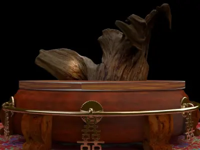 Chinese wood root carving sculpture  3D model